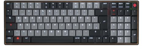 CHERRY KW 550 MX LP, Mechanische Low-Profile-Tastatur, DE QWERTZ, Schwarz | 96%-Format, Multi-Device-Keyboard, PBT-Tastenkappen, Dimmbare Beleuchtung, MX LOW PROFILE 2.0 IVORY Switches, Wiederaufladbar