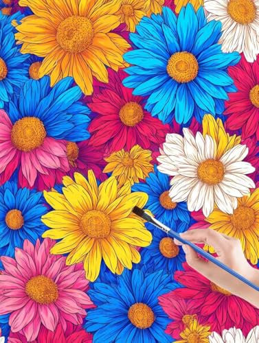 Pflanze Malen Nach Zahlen Erwachsene, Malen Nach Zahlen Blume Mit Knitterfreie Leinwand, Pinsels Und Acrylfarbe - Diy Handgemalt Ölgemälde Kit kreative Heimdekoration, Geschenk 60 x 80 cm 78-8