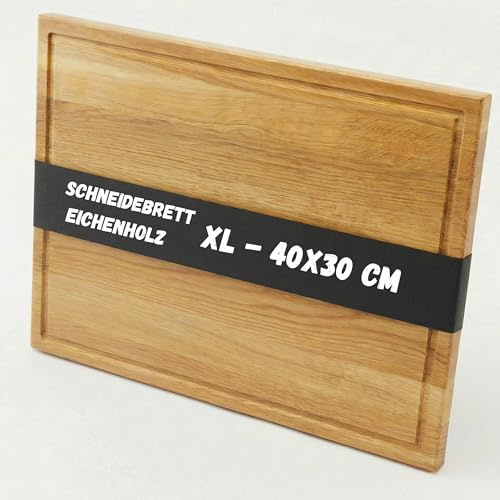 ASTREIN® Schneidebrett Eiche – Massives Holzbrett 40×30 cm – Hochwertiges Küchenbrett aus Eichenholz – Robust, langlebig & messerschonend – Ideal als Schneide‑ & Servierbrett (XL | 40x30)
