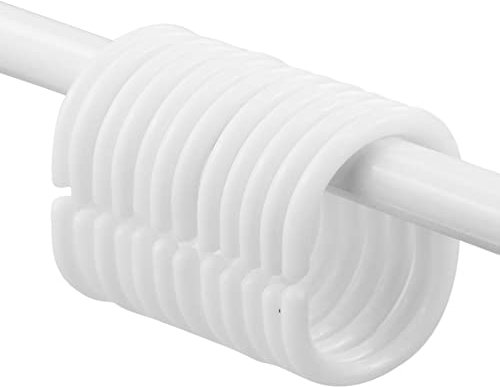 Anelli, 12 pezzi, bianco, 4,6 x 2,9 cm, diametro interno per aste per tenda da doccia e aste angolari per doccia, anelli per doccia, in plastica robusta, anello per tenda da doccia, trasparente