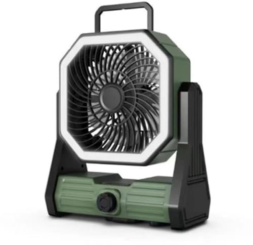 jiingekk Ventilador colgante de camping recargable de 20000 mAh, ventilador de escritorio con luz LED de 4 engranajes, ventilador USB silencioso para oficina, viajes, camping