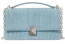 Kate Spade New York Women Deco Quilted Denim Suede Mini Flap Chain Crossbody, Blue/Multi-Coloured