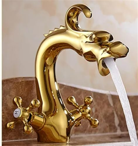 Ornements Dragon Sculpté Lavabo Bronze Antique Salle de Bain Vasque Lavabo Double Poignée Mitigeur Salle de Bain Lavabo de Luxe s sculptu