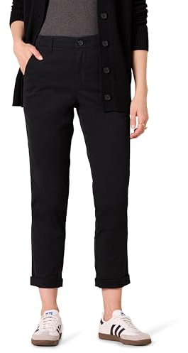 Amazon Essentials Pantaloni Kaki a Vita Alta con Gamba Affusolata alla Caviglia vestibilità Regolare Donna, Nero, 46-48 Lungo
