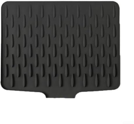 Tappetino scolapiatti in silicone per cucina, tappetino scolapiatti in silicone con bordo rialzato, design resistente al calore, 40 x 32,5 cm (nero)