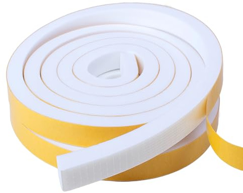 Lot de 2 rouleaux de ruban adhésif en mousse pour fenêtre - 25 mm (l) x 20 mm (P) - Pour isolation de porte - Blanc
