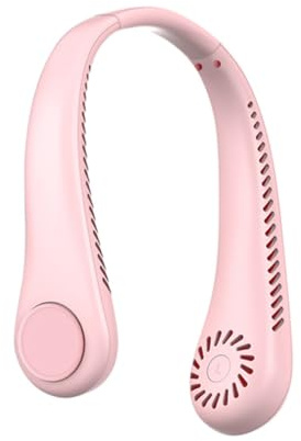 HADAVAKA Portable Neck Fan, 1800mAh USB Rechargeable Face Fan, 3 Speed Settings, Hands Free Bladeless Mini Fan for Men & Women, Suitable for Indoor Outdoor Travel Sports (Pink)