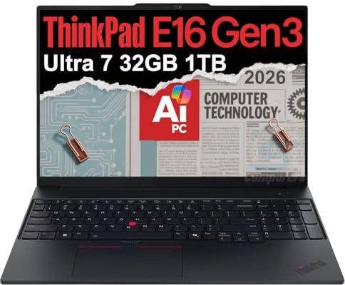 Lenovo ThinkPad E16 Gen 3 Business AI PC Laptop (16 FHD+ Anti-Glare, Intel 16-Core Ultra 7 255H (> i9-13900H), 32GB DDR5 RAM, 1TB SSD) Backlit, Thunderbolt 4, 5MP Webcam, Fingerprint, Win 11 Pro