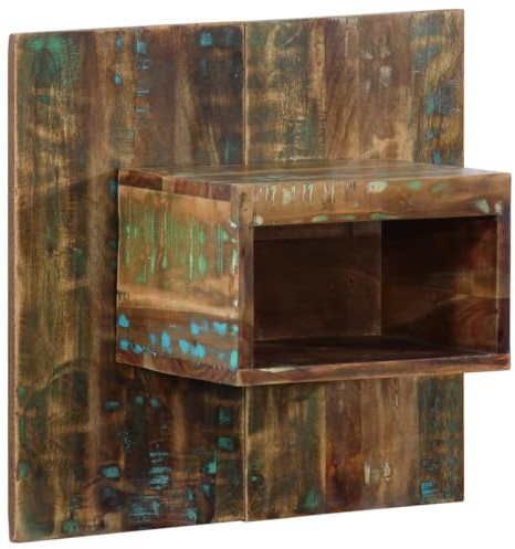 Comodino multicolore 50 x 27 x 50 cm, in legno massiccio per camera da letto, montaggio a parete, console notturna con spazio di archiviazione, design unico per la vostra casa