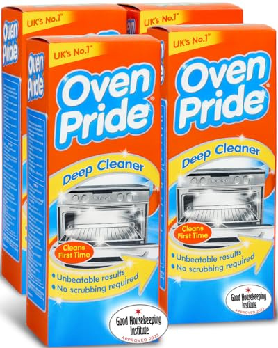 Oven Pride Oven Cleaner - 500ml Complete Oven Cleaning Kit with Safety Gloves & Cleaning Bag - Cleans First Time - Oven Cleaner Heavy Duty - Degreases Oven Without Scrubbing | 4 Pack