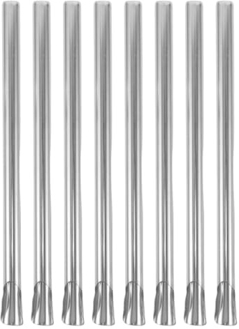 Alipis 8 Paille Acier Inoxydable Métal Réutilisable Cuillère Inox Large 12mm Grosse Pailles à Smoothie Bubble Tea pour Boisson Granité Milk·shake Cocktail Maison Bar Cuisine Gobelet Argenté