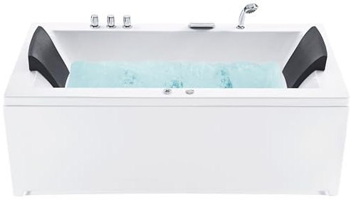Baignoire d'Angle Droit Balnéo Blanche Rectangulaire 2 places avec Leds Varadero