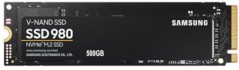 Samsung 980 NVMe M.2 SSD, 500 GB, PCIe 3.0, 3.500 MB/s Lesen, 3.000 MB/s Schreiben, Interne SSD für Gaming und Alltagsanwendungen, MZ-V8V500BW