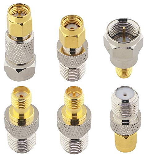 BOOBRIE 6 Pièces F à SMA/RP-SMA Kit d'Adaptateur vers F Connecteur Coaxial RG6 Femelle à Femelle Adaptateur Coaxial Femelle à Mâle pour Câble d'Extension de Drone FPV d'Antenne de Radio WiFi