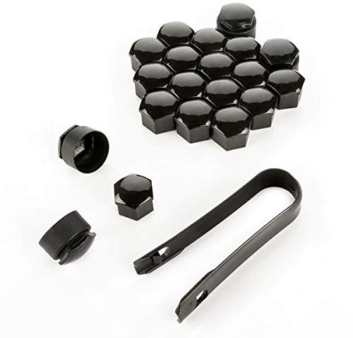 LST 20x Radschraubenkappen Kappen Set 17 mm schwarz glänzend Diebstahlschutz