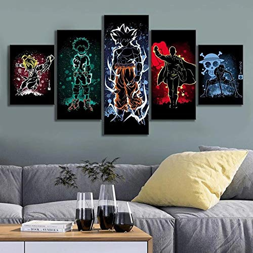 Bilder Leinwandbilder Anime Naruto One Piece Dragon Ball Vlies Leinwand 5 Teilig Wandbilder Kunstdrucke Bild auf Wand Wohnzimmer Wanddekoration Deko Modern Mit Rahmen