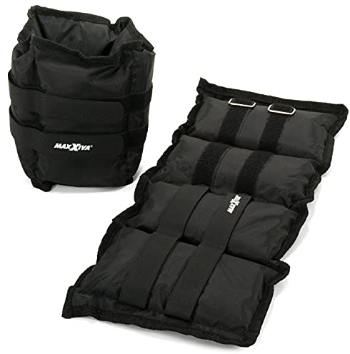 MAXXIVA Gewichtsmanschetten Laufgewichte Set Schwarz 2 x 3,0 kg Füllung Eisensand Joggen Workout Lauftraining Armgewicht Beingewicht