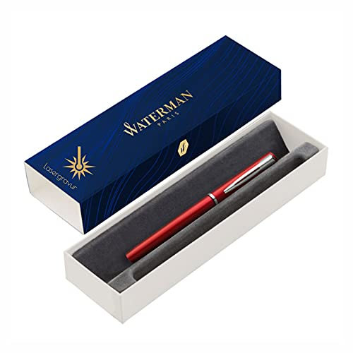 Waterman Allure Füller mit Gravur | in Rot| Geschenk für Mann und Frau | inspiriert von Pariser Mode | personalisiert | graviert | Blaue Tinte | Mittlere Spitze | edle Lasergravur