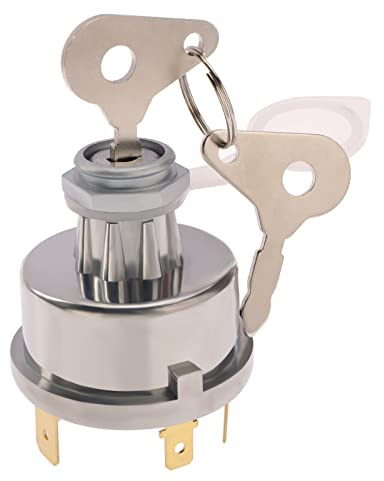 VGOL Interruttore di avviamento di accensione con 4 posizioni, 6 terminali, 2 chiavi, universale, 12 V, 24 V, 15 mm, foro di montaggio di ricambio per auto trattori agricoli e applicazioni vegetali