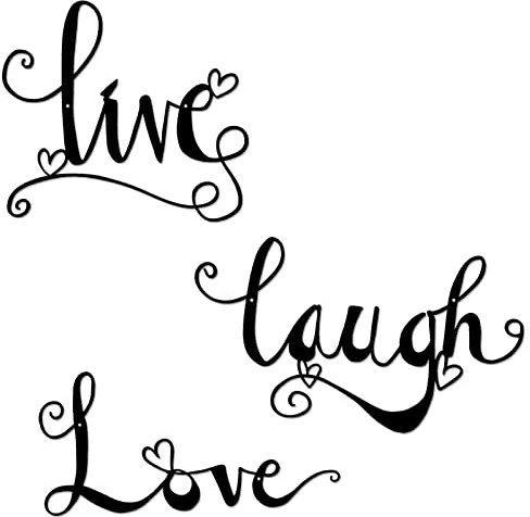 ESTART 3 Pieces Black Metal Letter Sign Decor 'Live Laugh Love' WordArt Wall Art Decor for Home Indoor Outdoor Bedroom Living room Bathroom and Office