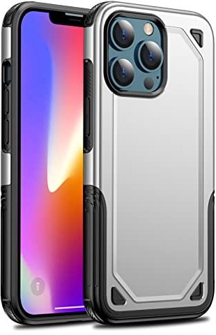 XD Designs Schutzhülle für iPhone 13/13 Pro/13 Pro Max, robust, militärisch, robust, stoßfest, staubdicht, harter Polycarbonat, robust, langlebig, silberfarben, 13 Pro 6,1 Zoll