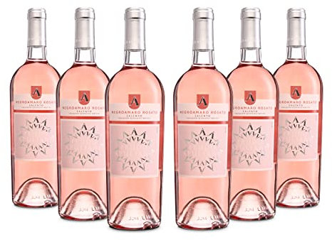 Feudo Apuliano Negroamaro Rosato Salento IGP, Rosé mit Frischem Geschmack mit Noten von Zitrusfrüchten im Abgang und einem Fruchtigen Bouquet, 12,5 % Vol., Karton mit 6 Flaschen mit jeweils 750 ml