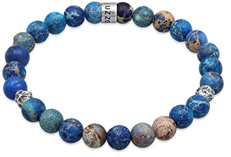 Kuzzoi Buddha Herren Armband aus Achat Perlen und 925 Silber Beads | Chakra Yogaarmband Energiearmband Steinarmband Länge 19-23 cm elastisch