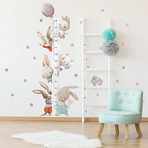 INSPIO Messlatte für Kinder zum Aufkleben auf die Wand Tiere Kinderzimmer