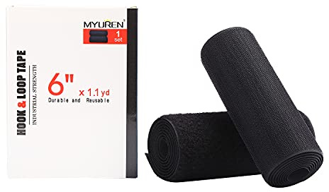 1m x 150mm Klettband zum Nähen für Stoff, 150mm Breit Klettverschluss zum Aufnähen, Nylon Klettstreifen für DIY Handwerk Rund um Startseite und Büro, Schwarz
