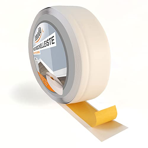 Sockelleiste LEMODO - 50 x 15 mm (Länge: 5 m, Farbe: weiß) - Fußleisten zuschneidbar – Weichsockelleiste selbstklebend aus PVC – Abschlussleiste Küchenarbeitsplatte, Bad, Arbeitsplatte etc.
