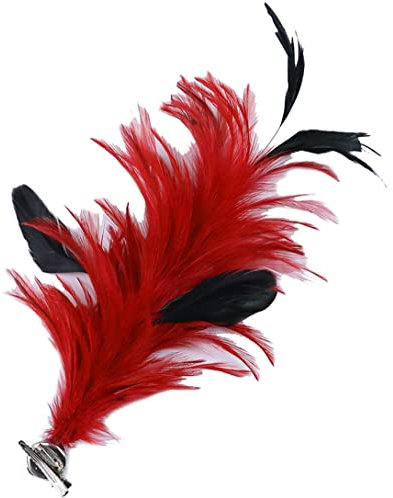 KABELIFE Multicolor Federn Haarschmuck mit Haarnadel Haarclip，Federn Brosche Ansteckblume Corsage für Kleidung Taschen Hüte zum Hochzeit Bankett Party (Rot)