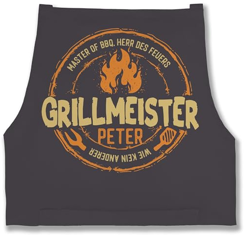 Geschenk mit Namen personalisiert by Shirtracer - Schürze - Grillschürze Herren - Grillmeister wie kein anderer - Papa Geschenk Männer Vatertag Geburtstag Geschenkidee Väter