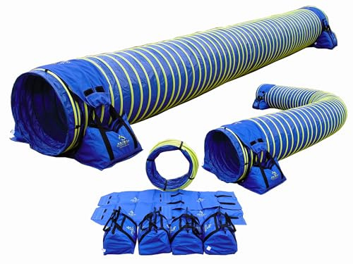 15' Heavy Duty Dog Agility Tunnel with 2 Sets of Tiedown System, Competition & Training, (Blue), The Best for Dogs Under 30lbs, or find SHD Tunnels