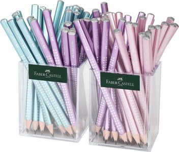 Faber-Castell Bleistift Jumbo Grip Sparkle, 2er Köcher dreieckig, Farbig lackiert, Soft-Grip-Zone, Länge: 175 mm, 1 Stück (111672) Marke