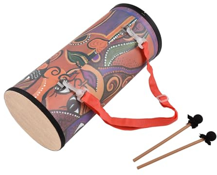 Btuty Tamburi Bongo da 7 pollici Tamburo in legno Strumento a percussione a tamburo a mano Coordinazione occhio-mano Morbido senza sbavature con due bacchette e tracolla Regalo di compleanno