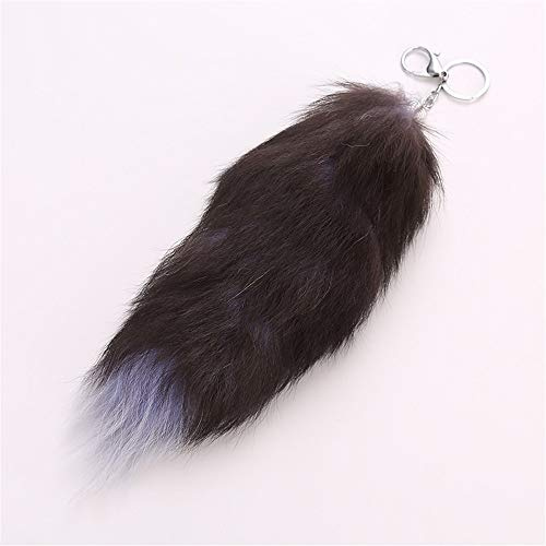 Fuchsschwanz Anhänger--etwa 43cm Fell Schwanz Keychain Extra Groß Schlüsselring Tasche Zusätze Auto Schlüsselketten Anhänger Weich Flaumig Dicht Dekoration Ursprüngliche Natürliche Farben (Braun)