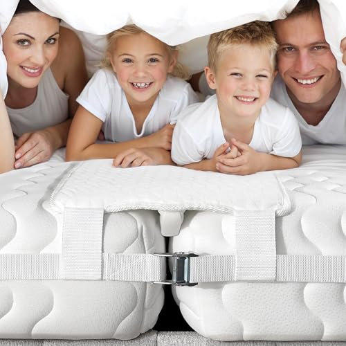 EPHEDORA 10 Extra Wide Bed Bridge Twin to King Converter Kit - Split King Gap Filler for Adjustable Bed - Mattress Connector & Gap Filler for Bed - Heavy Duty Metal Buckle Strap - 25D Memory Foam