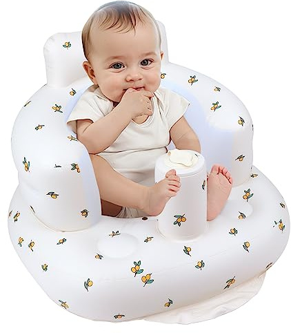 EKEPE Siège gonflable pour bébé à partir de 3 mois - Siège au sol - Siège bébé pour tout-petits - Chaise gonflable avec pompe à air intégrée - Oliver Flower