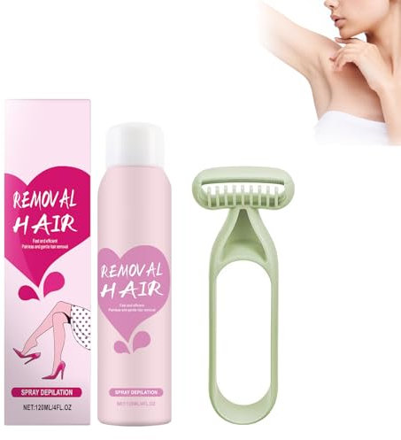 120 ml Mousse Depilatoria Con Rasoio, Spray Depilatorio Mousse Con Maquinilla De Afeitar, Espuma Depilatoria Corporal En Spray Para Mujeres Y Hombres, Suave Y Amigable Con La Piel