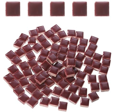 sourcing map 205 piastrelle a mosaico in ceramica macchiata, quadrate, kit per fai da te, progetti artistici fatti a mano per la decorazione della casa (200 g, rosso scuro)