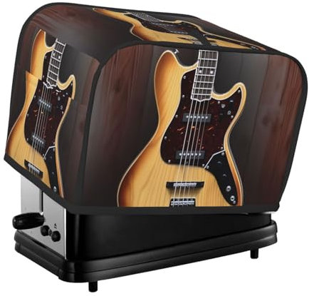 Gitarren-Musikinstrument-Toaster-Abdeckung, 2 Scheiben, Küchen-Abdeckungen für kleine Geräte mit Taschen, Toaster-Staubschutz mit Tragegriff oben, waschbar, Universal-Brotbackmaschinen-Abdeckung für
