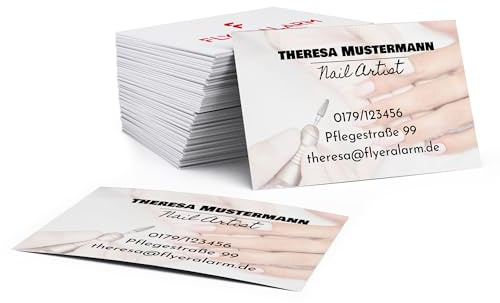 Visitenkarten erstellen mit Foto, Text und Logo - Visitenkarte selbst gestalten - 1.000 Stück, Design: Nagelstudio - 300g Bilderdruck matt - Business Cards Online gestalten