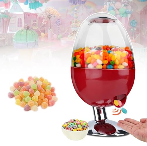 Automatic Candy Dispenser, Snack Storage Box, 3 Dispensing Modes, Airtight Storage, Suitable for Various Parties and Festivals,Red