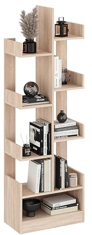 KOMTO Bücherregal in Baumform - Regal mit 9 Ebenen, Pflanzenregal, Standregal für Wohnzimmer, Kinderzimmer, Schlafzimmer | Pylos 60 x 180 x 32 cm