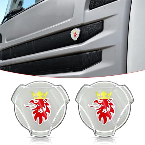 2 Stück neues Greifen-Emblem für Scania LKW Frontgrill-Abzeichen Emblem Ersatz Außenzubehör 1401610 (weiß)
