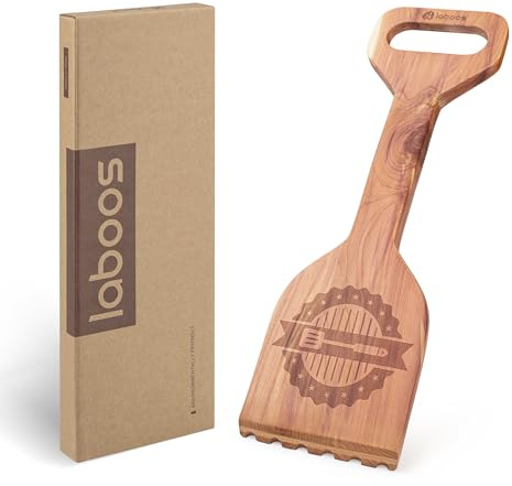 Premium Cedar Grill Scraper - Wooden BBQ Grill Cleaner, Metal Bristle-Free, Ergonomic Handle, Natural Cedar Aroma, Fits Traeger Grills - Safe & Durable Barbecue Accessory