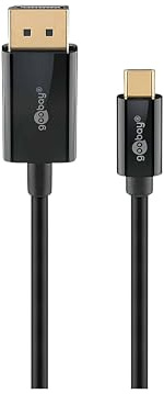 goobay Cable USB C a DisplayPort – Conector chapado en oro, resoluciones Ultra HD de hasta 4 K a 60 Hz Tipo C Thunderbolt 3/4 a DP Cable compatible con Mac Book, iPhone, Surface / 1 m / 75704