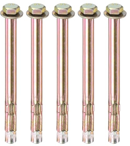 M METERXITY 5-Pack Hex Expansion Bolt M6x100mm Galvanized, Colored | Galvanized Iron-Carbon Steel, Anti-Corrosion Metal Bolt for Concrete, Dry Brick, Block Walls