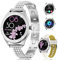 Montre Connectée Femme Stylée : Bracelet Incrusté de Diamants & en Silicone, 123 Modes de Sport, Suivi de Santé, Compatible Android 5.0 & iOS 9.0+, Écran Haute Définition Montre Sport Femme Argent