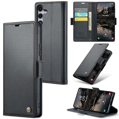 Rerzoiro Coque pour Samsung Galaxy S25 Plus, Étui Housse en RFID Protection Premium PU Cuir Portefeuille Rabat Case Magnétique Stand Antichoc, Étui Case pour Samsung Galaxy S25 Plus, Noir